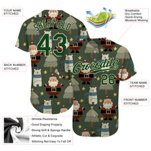 Load image into Gallery viewer, Custom Green Green-Cream Christmas 3D Authentic Baseball Jersey
