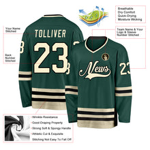 Load image into Gallery viewer, Custom Green Cream-Black Hockey Jersey

