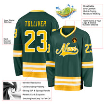 Laden Sie das Bild in den Galerie-Viewer, Custom Green Gold-White Hockey Jersey
