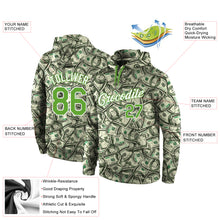 Load image into Gallery viewer, Custom Stitched Green Neon Green-White 3D Pattern Design Dollar Sports Pullover Sweatshirt Hoodie
