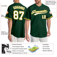 Load image into Gallery viewer, Custom Green White-Gold Authentic Baseball Jersey
