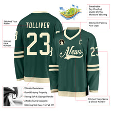 Laden Sie das Bild in den Galerie-Viewer, Custom Green Cream Hockey Jersey
