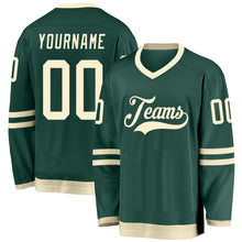 Load image into Gallery viewer, Custom Green Cream Hockey Jersey
