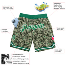 Charger l&#39;image dans la galerie, Custom Green Kelly Green-White 3D Pattern Design Dollar Authentic Basketball Shorts
