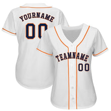 Load image into Gallery viewer, Custom White Navy-Orange Baseball Jersey

