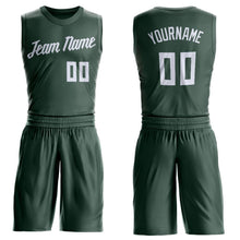 Load image into Gallery viewer, Custom Hunter Green White Round Neck Suit Basketball Jersey
