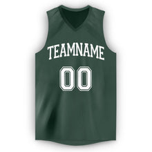 Load image into Gallery viewer, Custom Hunter Green White V-Neck Basketball Jersey
