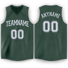 Load image into Gallery viewer, Custom Hunter Green White V-Neck Basketball Jersey
