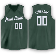Load image into Gallery viewer, Custom Hunter Green White V-Neck Basketball Jersey
