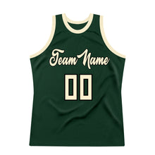Load image into Gallery viewer, Custom Hunter Green Cream-Black Authentic Throwback Basketball Jersey
