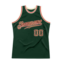 Load image into Gallery viewer, Custom Hunter Green Camo-Cream Authentic Throwback Basketball Jersey
