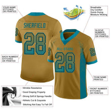 Laden Sie das Bild in den Galerie-Viewer, Custom Old Gold Teal-Black Drift Fashion Football Jersey

