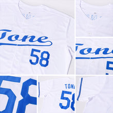 Load image into Gallery viewer, Custom White Royal Baseball Jersey
