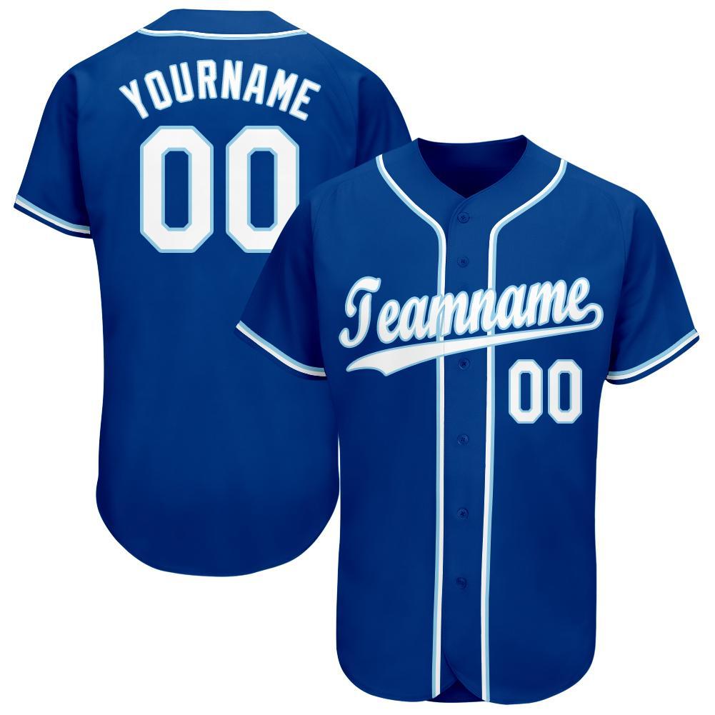 Custom Powder Blue Royal-White Classic Style Authentic Baseball Jersey