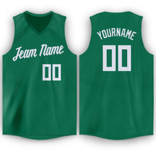 Load image into Gallery viewer, Custom Kelly Green White V-Neck Basketball Jersey
