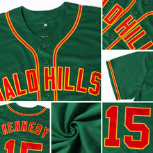 Laden Sie das Bild in den Galerie-Viewer, Custom Kelly Green Red-Gold Authentic Baseball Jersey
