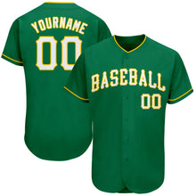 Load image into Gallery viewer, Custom Kelly Green White-Gold Authentic Baseball Jersey
