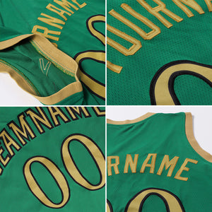 Custom Kelly Green Old Gold-White Authentic Throwback Basketball Jersey