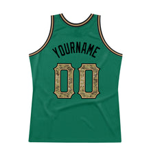 Load image into Gallery viewer, Custom Kelly Green Camo-Black Authentic Throwback Basketball Jersey
