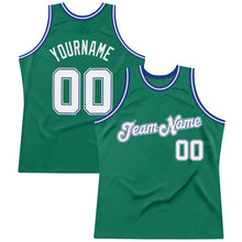 Laden Sie das Bild in den Galerie-Viewer, Custom Kelly Green White-Royal Authentic Throwback Basketball Jersey
