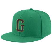 Load image into Gallery viewer, Custom Kelly Green Black-Old Gold Stitched Adjustable Snapback Hat
