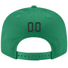 Load image into Gallery viewer, Custom Kelly Green Black-Old Gold Stitched Adjustable Snapback Hat
