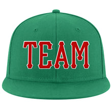 Load image into Gallery viewer, Custom Kelly Green Red-White Stitched Adjustable Snapback Hat

