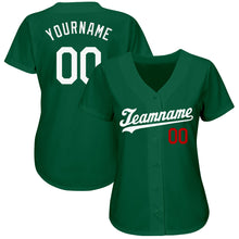 Load image into Gallery viewer, Custom Kelly Green White-Red Authentic Baseball Jersey
