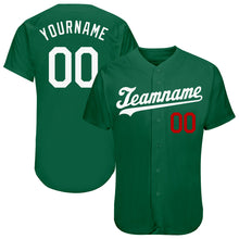 Laden Sie das Bild in den Galerie-Viewer, Custom Kelly Green White-Red Authentic Baseball Jersey
