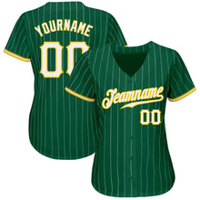 Загрузить изображение в средство просмотра галереи, Custom Kelly Green White Pinstripe White-Gold Authentic Baseball Jersey
