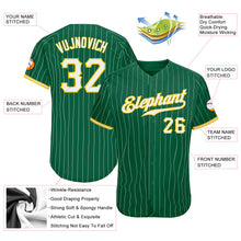 Загрузить изображение в средство просмотра галереи, Custom Kelly Green White Pinstripe White-Gold Authentic Baseball Jersey
