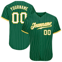 Загрузить изображение в средство просмотра галереи, Custom Kelly Green White Pinstripe White-Gold Authentic Baseball Jersey
