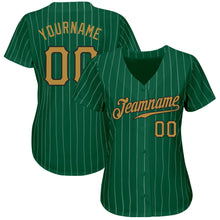 Загрузить изображение в средство просмотра галереи, Custom Kelly Green White Pinstripe Old Gold-Black Authentic Baseball Jersey
