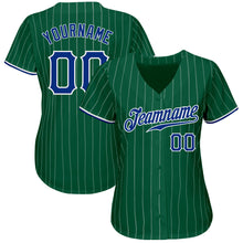 Загрузить изображение в средство просмотра галереи, Custom Kelly Green White Pinstripe Royal-White Authentic Baseball Jersey
