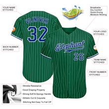 Load image into Gallery viewer, Custom Kelly Green White Pinstripe Royal-White Authentic Baseball Jersey
