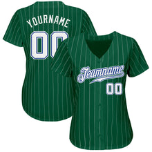 Загрузить изображение в средство просмотра галереи, Custom Kelly Green White Pinstripe White-Royal Authentic Baseball Jersey
