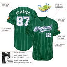 Загрузить изображение в средство просмотра галереи, Custom Kelly Green White Pinstripe White-Royal Authentic Baseball Jersey
