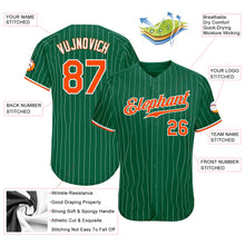 Загрузить изображение в средство просмотра галереи, Custom Kelly Green White Pinstripe Orange-White Authentic Baseball Jersey
