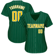 Загрузить изображение в средство просмотра галереи, Custom Kelly Green White Pinstripe Gold-White Authentic Baseball Jersey
