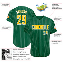 Load image into Gallery viewer, Custom Kelly Green White Pinstripe Gold-White Authentic Baseball Jersey
