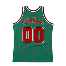 Load image into Gallery viewer, Custom Kelly Green Red Pinstripe Red-Black Authentic Basketball Jersey
