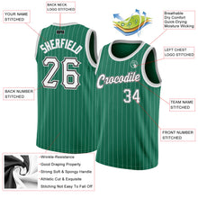 Load image into Gallery viewer, Custom Kelly Green White Pinstripe White-Gray Authentic Basketball Jersey
