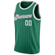 Load image into Gallery viewer, Custom Kelly Green White Pinstripe White-Gray Authentic Basketball Jersey
