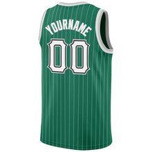 Load image into Gallery viewer, Custom Kelly Green White Pinstripe White-Gray Authentic Basketball Jersey
