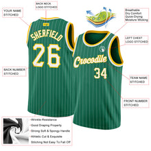 Загрузить изображение в средство просмотра галереи, Custom Kelly Green White Pinstripe White-Gold Authentic Basketball Jersey
