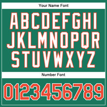 Load image into Gallery viewer, Custom Kelly Green White Pinstripe Orange-White Authentic Basketball Jersey

