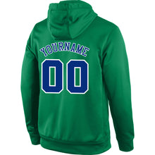 Load image into Gallery viewer, Custom Stitched Kelly Green Royal-White Sports Pullover Sweatshirt Hoodie
