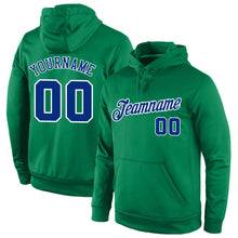 Load image into Gallery viewer, Custom Stitched Kelly Green Royal-White Sports Pullover Sweatshirt Hoodie
