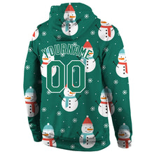 Laden Sie das Bild in den Galerie-Viewer, Custom Stitched Kelly Green Kelly Green-White Christmas 3D Sports Pullover Sweatshirt Hoodie
