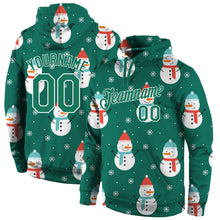 Laden Sie das Bild in den Galerie-Viewer, Custom Stitched Kelly Green Kelly Green-White Christmas 3D Sports Pullover Sweatshirt Hoodie
